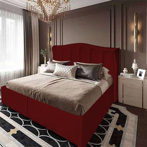 إن هاوس شومت هيكل سرير منجد بالمخمل - نفر - 200×120 سم - برغندي