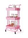 Almufarrej 3-Tier Utility Cart Rolling Storage Shelf Pink 43x36x87cm