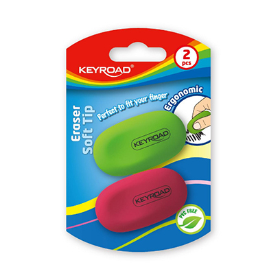 Keyroad 2 Erasers Soft Tip In Blister