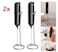 Lavish 2-Pack Battery Powered Electric Milk Frother Handheld Egg Beater With Stand