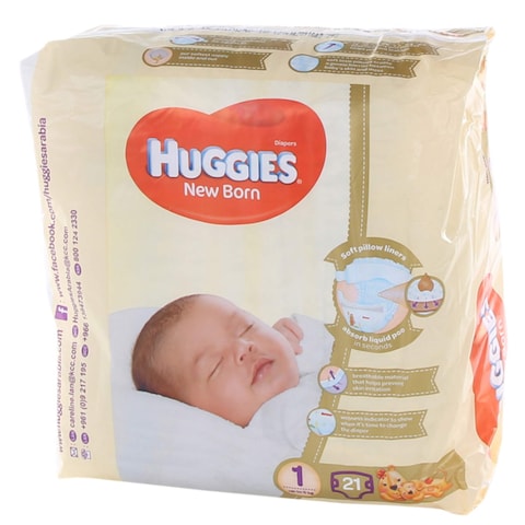 Huggies New Born Organic Cotton With Wetness Indicator Diapers 5 kg 21Pc