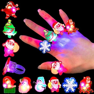 Buy Qvatox 50Pcs Christmas Light Rings Party Favors Christmas LED Glow ...