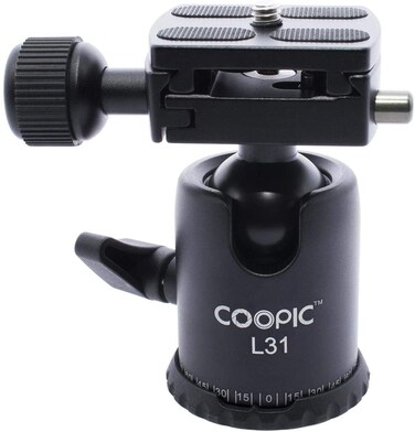 Coopic L31 Camera Video Tripod Ball Head 360 Degree Rotating Panoramic Ballhead With 1/4 Inch Quick Shoe Plate And Bubble Level For DSLR Camera Camcorder Tripod Monopod, Load Up To 11 Pounds/5 Kg