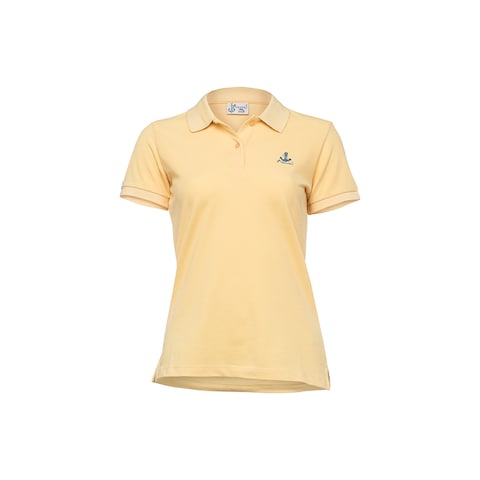 Biggdesign Anemoss Crab Women's Polo Collar T-shirt, Short Sleeve Golf Tennis Tshirt, 100% Cotton, L Size, Yellow