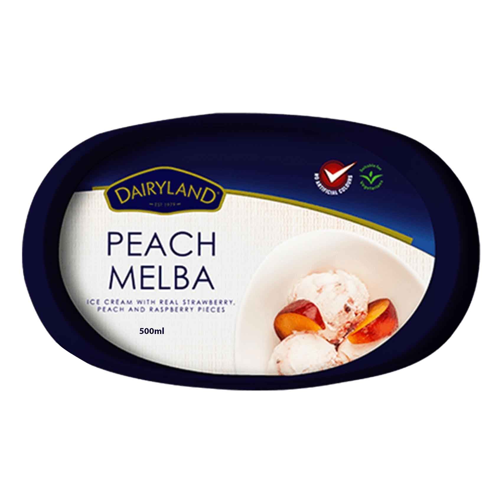 Dairyland Peach Melba Strawberry Peach And Raspberry Ice Cream 500ml