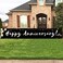 Tzss Large Happy Anniversary Banner, Black Wedding Banner Sign, Party Decorations Supplies(9.8X1.6Ft)