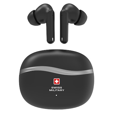 Swiss Military Victor 4 Truly Wireless Active Noise and Environmental Noise Cancellation Bluetooth In-Ear Earbuds Black