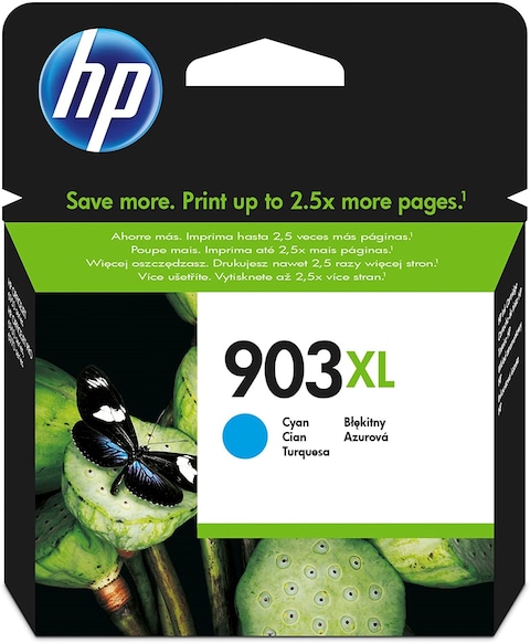 HP 903Xl High Yield Ink Cartridge, Cyan - T6M03Ae