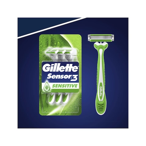 Gillette Blue 3 Sensitive Disposable Green 3 Razors