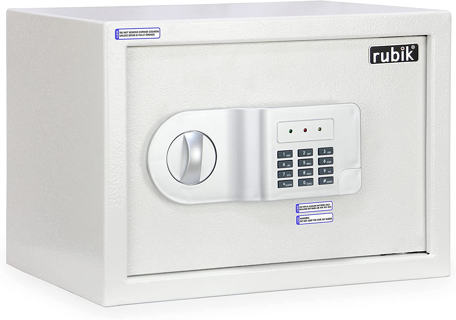 Rubik Safe Box A4 Document Size Locker Security Safety Deposit With Key And Keyless Entry, RB25AJ, (35X25X25Cm) White