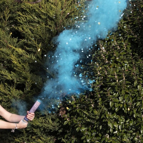 Ginger Ray Gender Reveal Smoke Cannon with Confetti- 30 cm Height- Blue