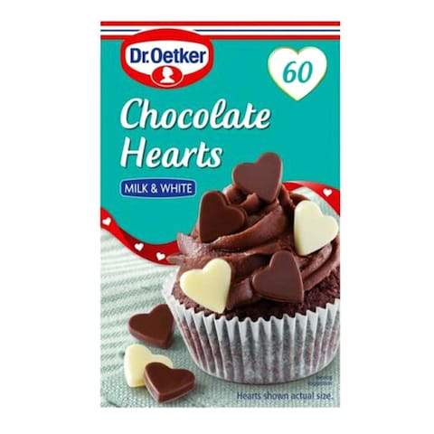 دكتور أويتكر قلوب شوكولاته الحليب بيضاء للتزيين 40غرام