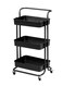 3 Tier Utility Rolling Storage Cart With Handles And Lockable Wheels Black 43x36x86.5cm