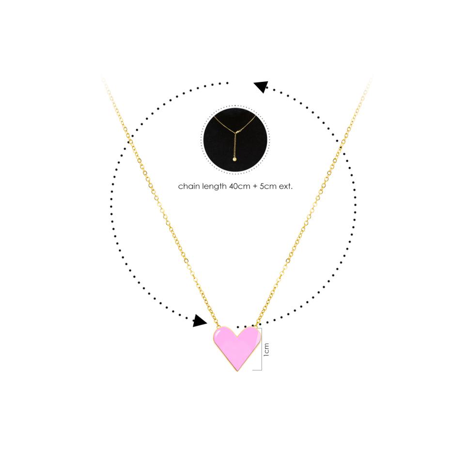 Aiwanto Necklace With Pink Heart Pendant Neck Chain Simple Necklace Best Gift Womens Girls Necklace