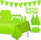 Party Time 110pcs Light Green Party Supplies Disposable Paper Dinnerware Set Serves 12 guest Paper Plates Napkins Cups Spoon &amp; Fork Hats Banner Table Cover Party Sets for Wedding Birthday Baby Shower