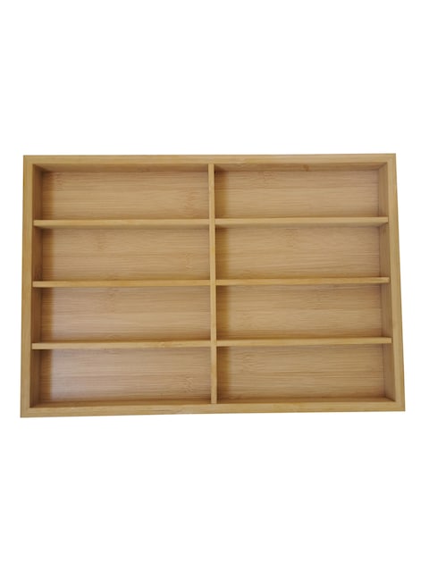 Bamboo Makeup Cosmetic Organizer Storage Center with 6 Sections for Bathroom Countertops, Vanity - Holds Brushes, Lipstick, Lip Gloss, Concealers, Mascara, Eye Pencils - Natural