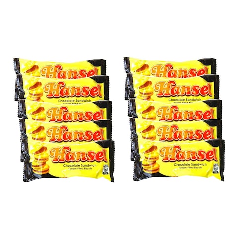 Rebisco Hansel Chocolate Sandwich Cream Filled Biscuits 31g Pack of 10