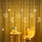 String Lights Moon Fairy String Lights Solar Powered Outdoor Curtain Window Lights Twinkle LED Star Lights for Backyard Garden Patio Home Party Holiday Ramadan Decoration (Warm light)