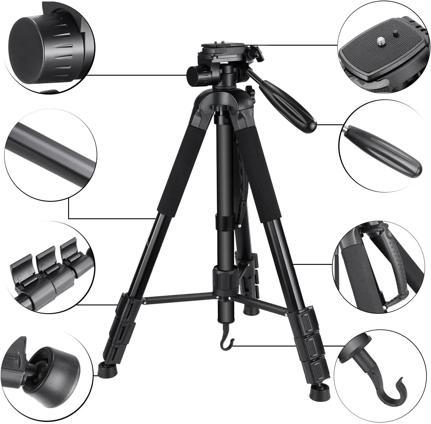 COOPIC T800 2 in 1 Tripod and Monopod 69.5/176.5cm Lightweight Portable Tripod for SLR/DSLR Cameras with tripod bag (Max Load 4Kg)