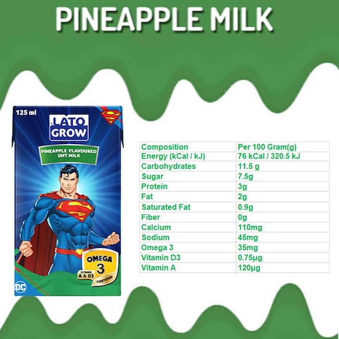 Lato Grow Omega 3 UHT Pineapple Milk 250ml