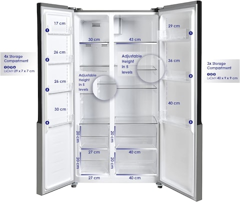 Super General 436L Net Capacity Side By Side Double-Door Refrigerator SGR-710SBS-SS