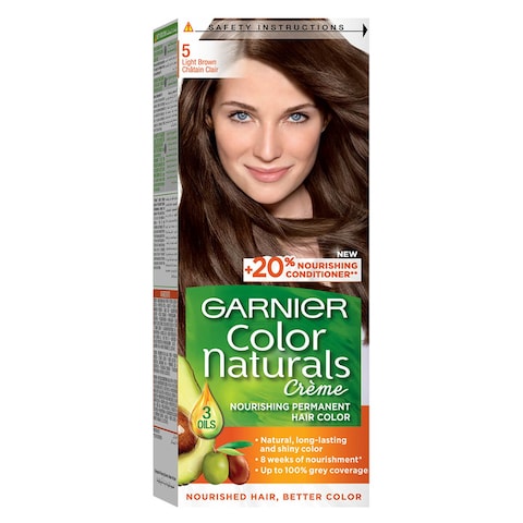 Buy Garnier Colour Naturals Cream Nourishing Permanent Hair Colour 5 Light Brown 110ml in UAE