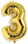 Party Time 16" Number 3 Gold Foil Balloon | Pack of 9 Latex Balloons 12" | 3rd Birthday Decorations | Latex Balloons for Birthday Party, 3rd Anniversary Decoration Sets (FREE Ribbon)