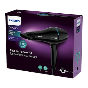 Philips Drycare Pro Hair Dryer With Concentrator And Diffuser Nozzle 2200W BHD274 Black