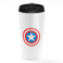 Loud Universe - Captian America Minimal White Travel Tumbler Blue Shield Stainless Steel Tumbler with Black Sip Lid