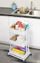 3 Tier Metal Utility Rolling Cart Kitchen Shelf Multifunctional Storage Rack (White) 44x82x35cm