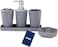 AC&amp;L Bathroom Accessories Set, 5 Pcs Plastic Bathroom Counter Vanity Set, Liquid Soap Dispenser, Toothbrush Holder, Soap Dish, Q tips Tumbler, Vanity Tray, Modern Bathroom Decor Organizer (Grey)