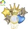 Party Time 6-Pieces Gold Crown Foil Balloon Set with Marble Star Foil Balloon Polkadots Balloon For Wedding Bridal Shower Birthday Party Balloon Decoration - Party Supplies