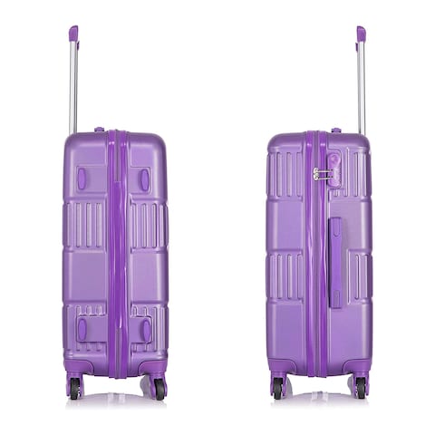 Senator Hard Case Medium Suitcase Luggage Trolley For Unisex ABS Lightweight Travel Bag with 4 Spinner Wheels KH1075 Highlight Purple