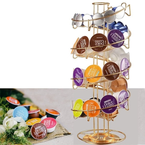 Spiral Coffee Pod Holder Gold