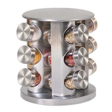 Buy HEXAR® Stainless Steel Revolving Spice Rack Set with 12 Spice Jars ...