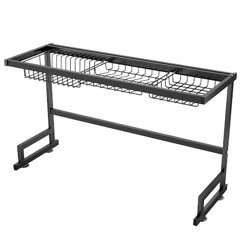 Kitchen Supplies Storage Counter Organizer Utensils Holder Stainless Steel Display- Kitchen Space Save Stainless Steel Kitchen Shelf Organizer Dishes Drying Rack Over Sink Drain Rack Kitchen (black)