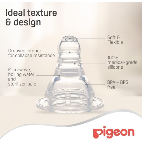 Pigeon Peristaltic Nipple L Cross Cut Bulk Clear 01855