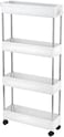 Cozy Nest 4-Tier Slim Rolling Kitchen Trolley Storage  Cart Organizer with 4 Hooks Wheels for Mobility and Water derange Functional Shelves for Bathroom Office Bedroom (White)