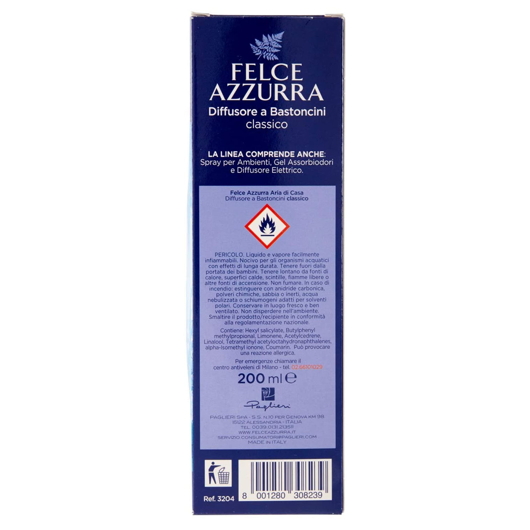 Felce Azzurra Aria Di Casa Original Reed Diffuser With Sticks Brown 200ml