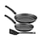 Tramontina Since 1911, Made In Brazil Paris 3 Pieces Black Aluminum Frying Pan Set With Interior Starflon Max Pfoa Free Nonstick Coating And Exterior Silicon Coating 20Cm + 24Cm + Spatula