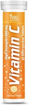 فيتامين سي الطبيعي NBL 1000 ملجم بنكهة البرتقال ، معزز لجهاز المناعة ، مضاد للأكسدة قوي ، 20 قرص فوار
