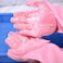 KKmoon-Magic Silicone Dish Washing Gloves Kitchen Silicone Gloves Food Grade Dishwashing Gloves for Cleaning Car Pet Brush, Rose Red/Purple/Blue
