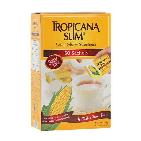 TROPICANA SLIM LOW CALORIE SWEETENER SUGAR FREE (50X2G) 100G