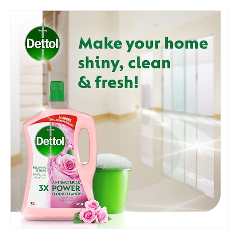 Dettol 3x Power Antibacterial Floor Cleaner Rose 3L
