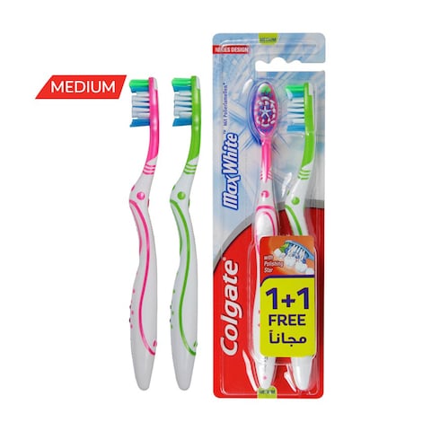 Buy Colgate Max Medium Toothbrush x Pack of 2 in Saudi Arabia