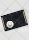 Lowha Decorative Acrylic Serving Tray With Gold Metal Handles And Granite Marble Design 20x30 cm