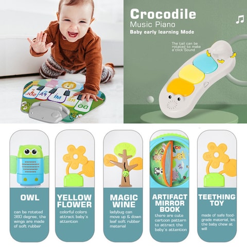 Teknum 4 - IN - 1 Activity Jumper / Feeding Chair / Drawing Table / Playing Station w / Musical Mat, Detachable Toys &amp; Musical Piano - White
