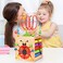 Amagoing 6-in-1 Activity Cube Multifunction Bead Maze Roller Coaster Classic Wooden Educational Toys for Kids
