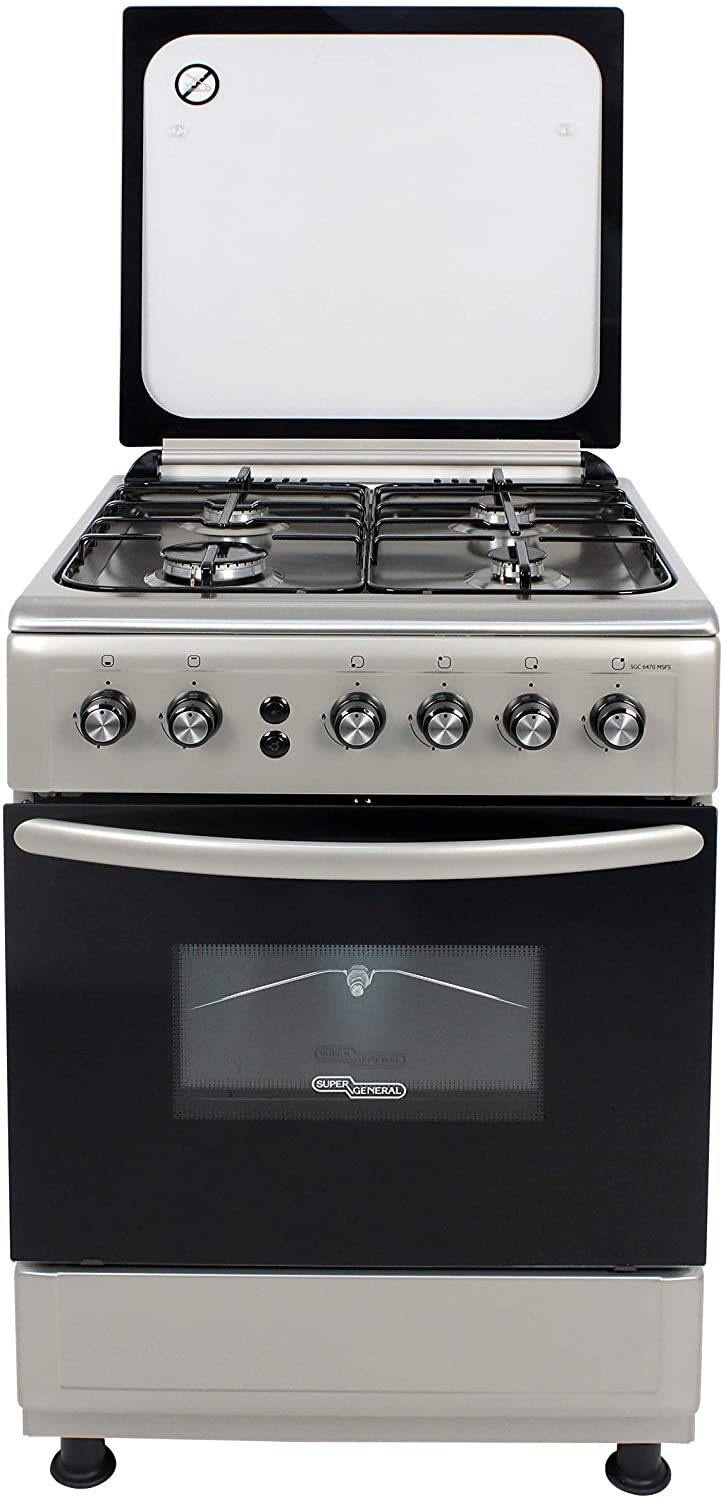 Super General 4 Burner Steel Gas-Cooker, Silver, 60 x 60 x 85 cm, SGC 6470MSFS