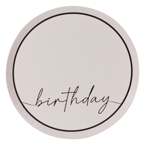 Champagne Noir Nude and Black Happy Birthday Paper Party Plates Pack of 8